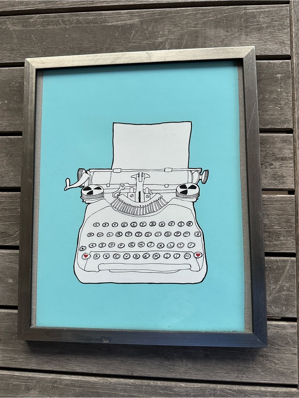 Turquoise Typewriter Wall Art Print by